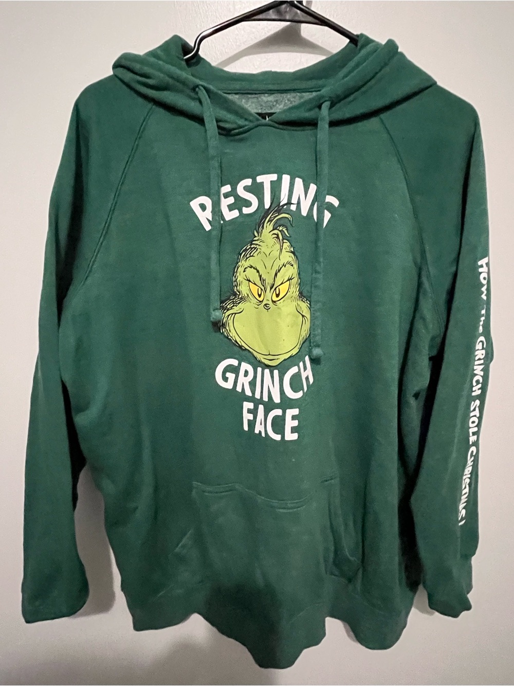 Green 'Resting Grinch Face' Hooded Sweatshirt